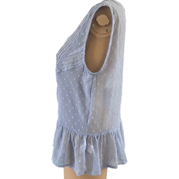 Zara Basic Sheer Swiss Dot Sleeveless Ruffle Blouse - Picture 3 of 4